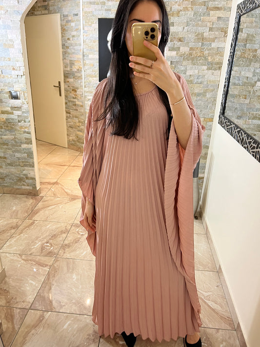 Abaya plissée Sara rose