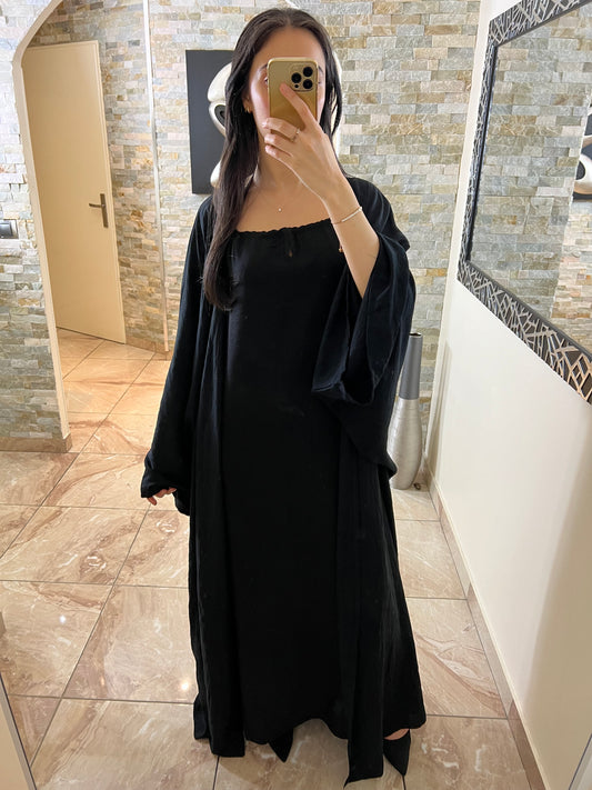 Ensemble deux pièces robe + kimono noir