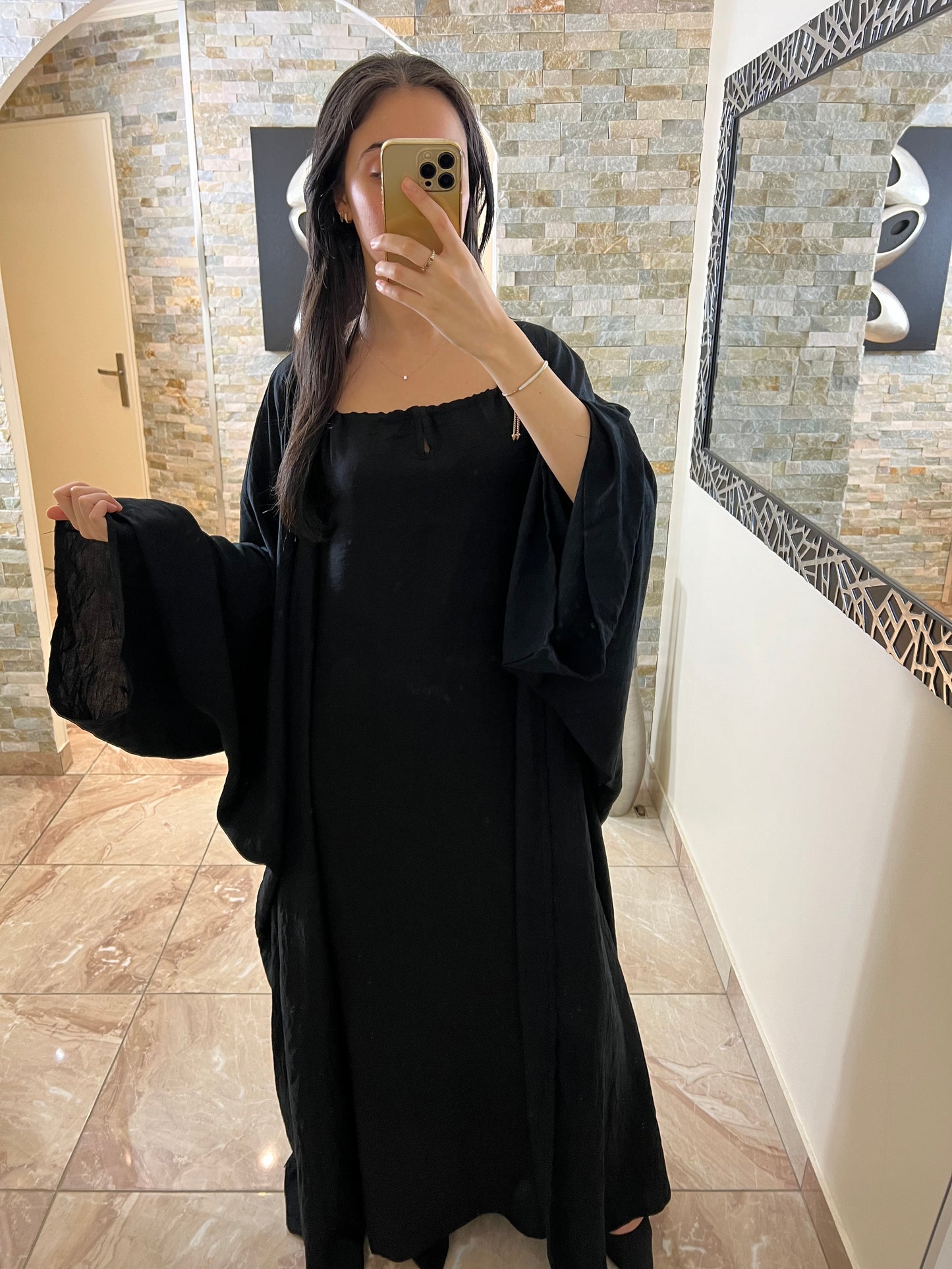 Ensemble deux pièces robe + kimono noir