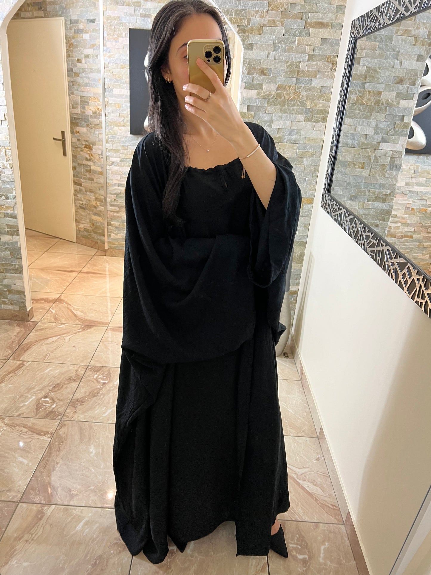 Ensemble deux pièces robe + kimono noir