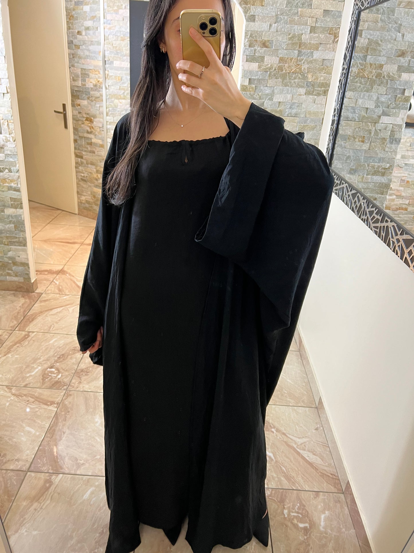 Ensemble deux pièces robe + kimono noir