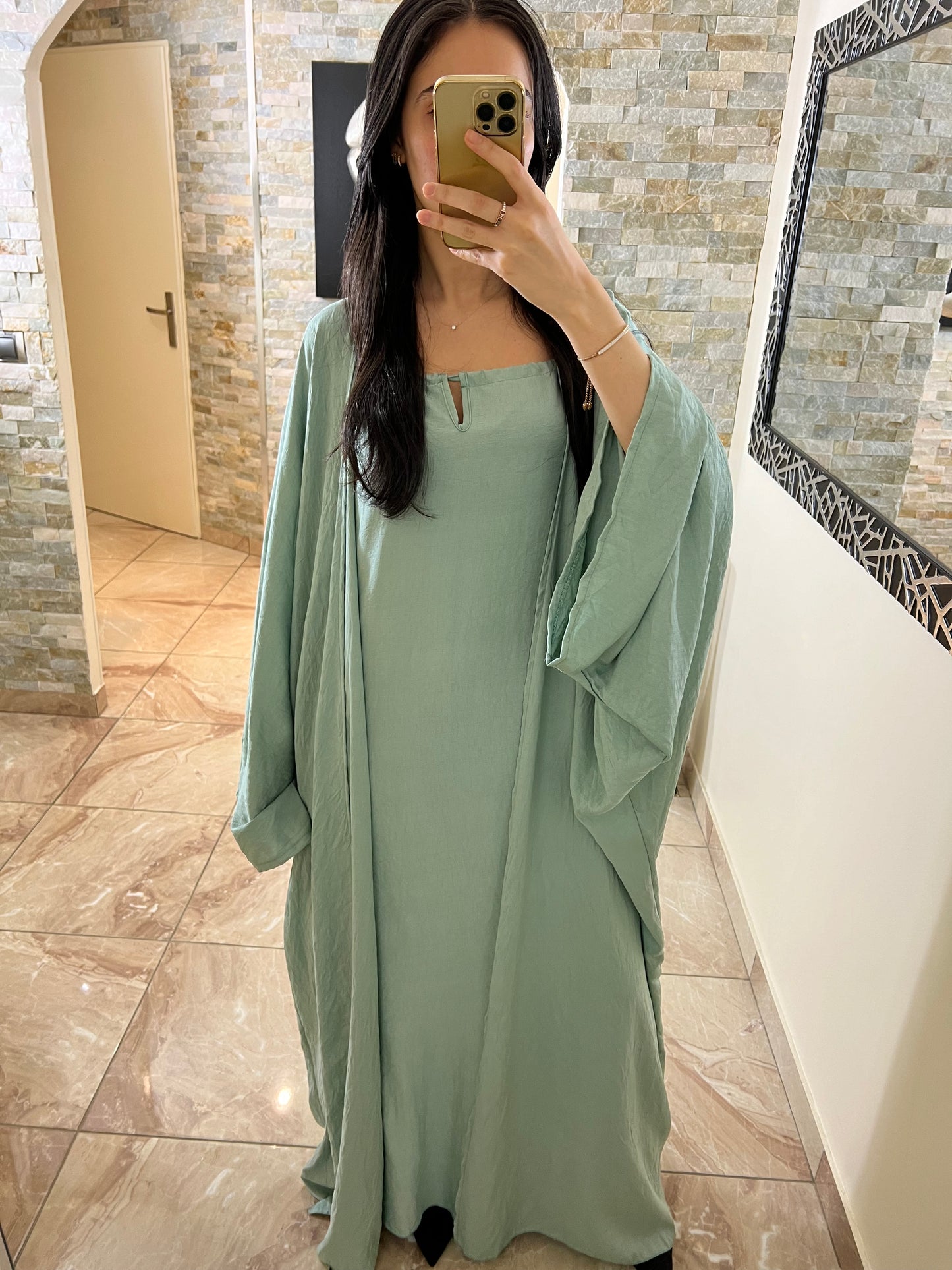 Ensemble deux pièces robe + kimono bleu