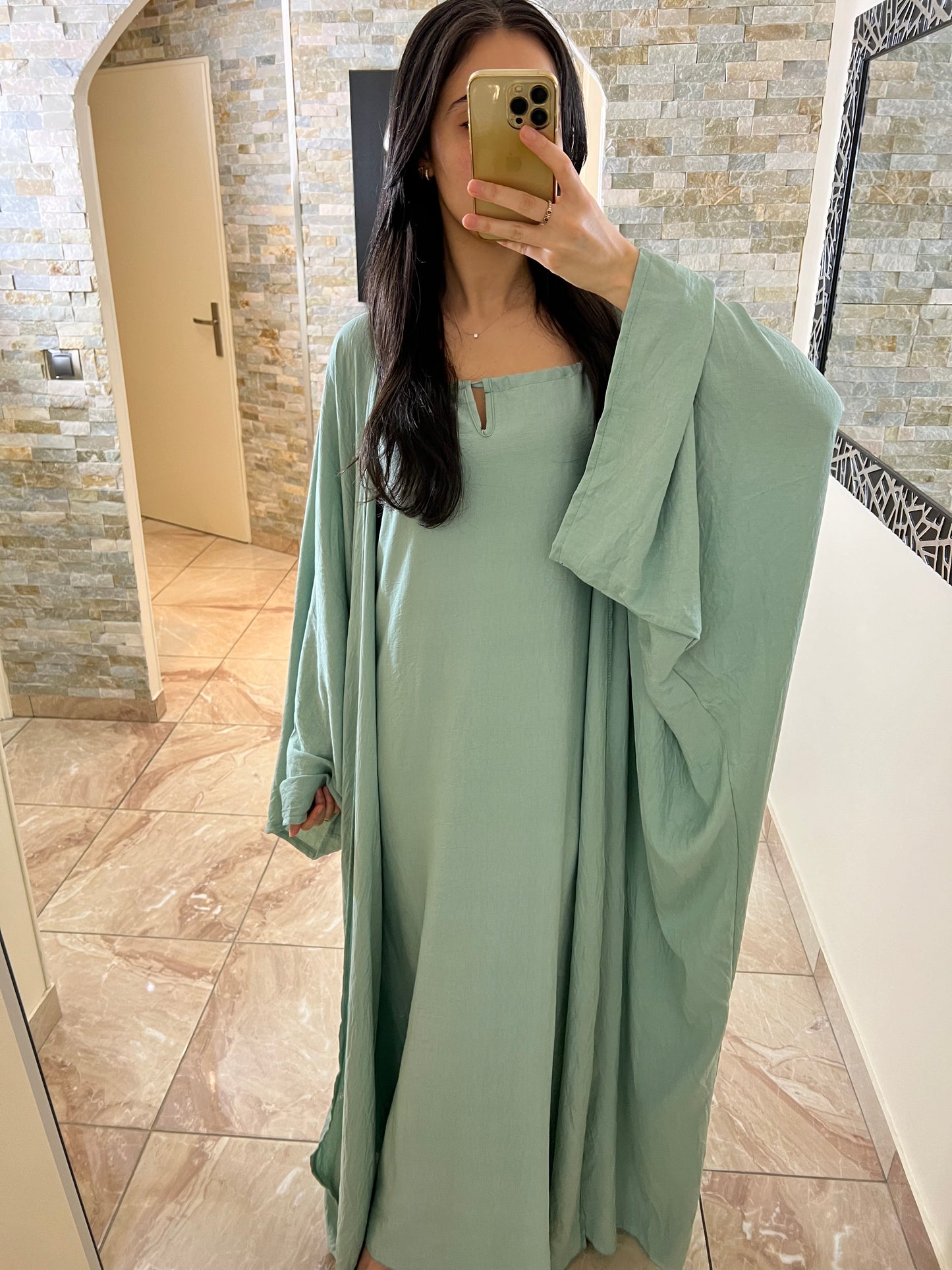 Ensemble deux pièces robe + kimono bleu