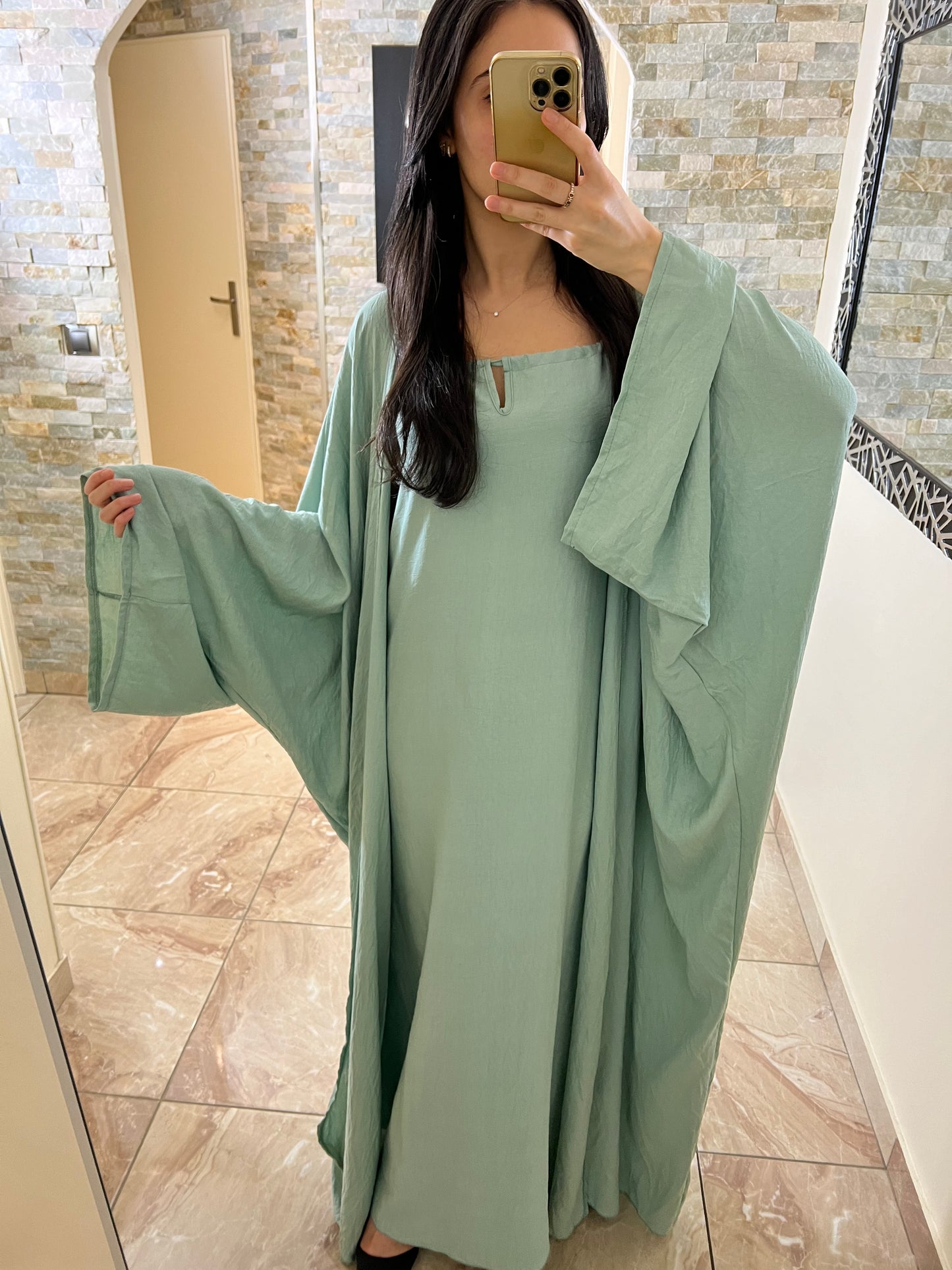 Ensemble deux pièces robe + kimono bleu