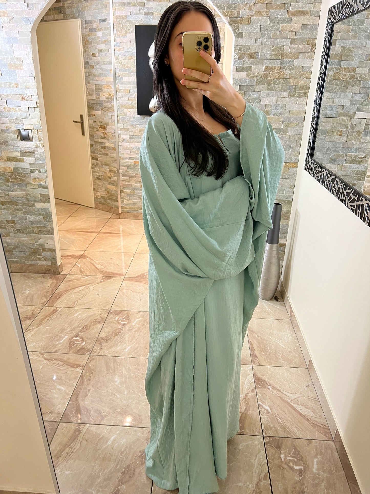 Ensemble deux pièces robe + kimono bleu