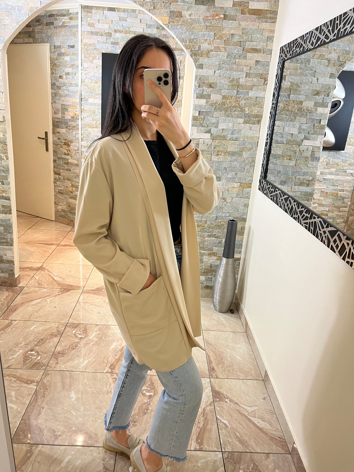 Gilet avec poche beige