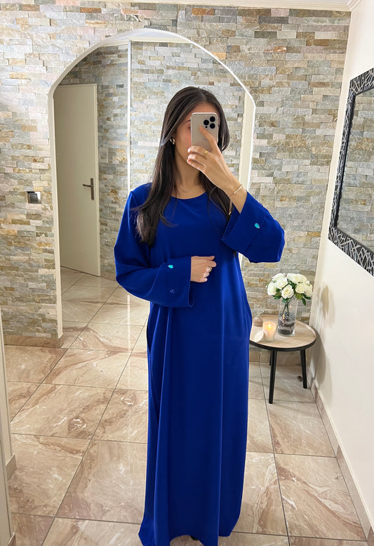 Abaya perle couleur bleu roi