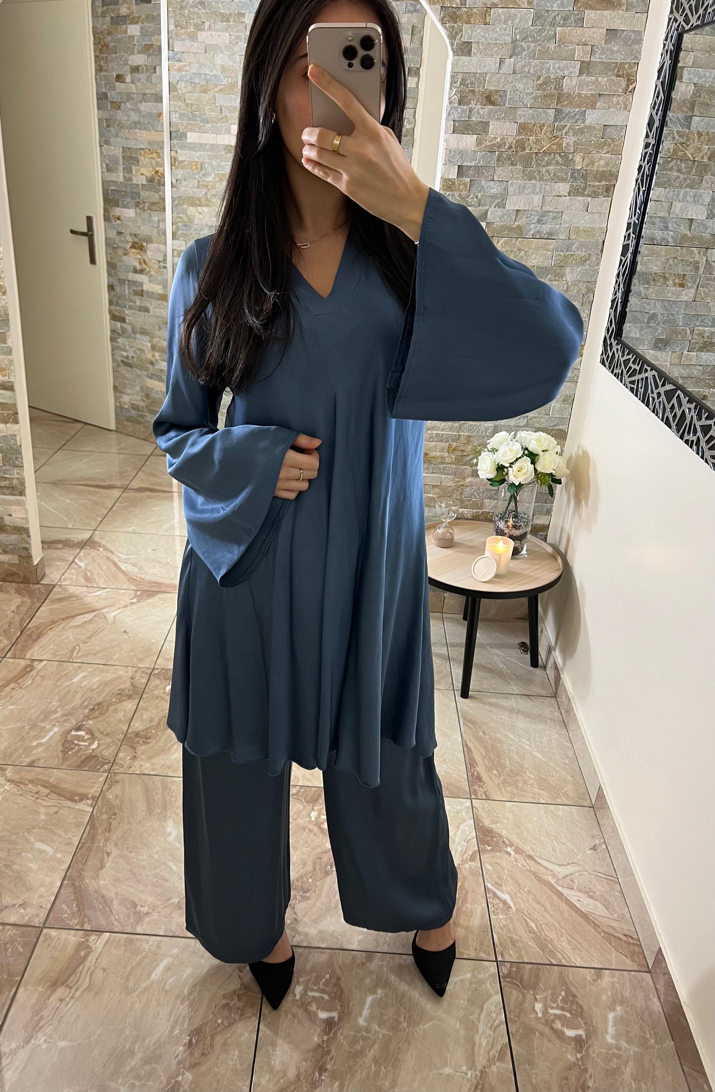 Blue silk set