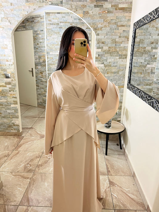 Abaya porte feuille beige