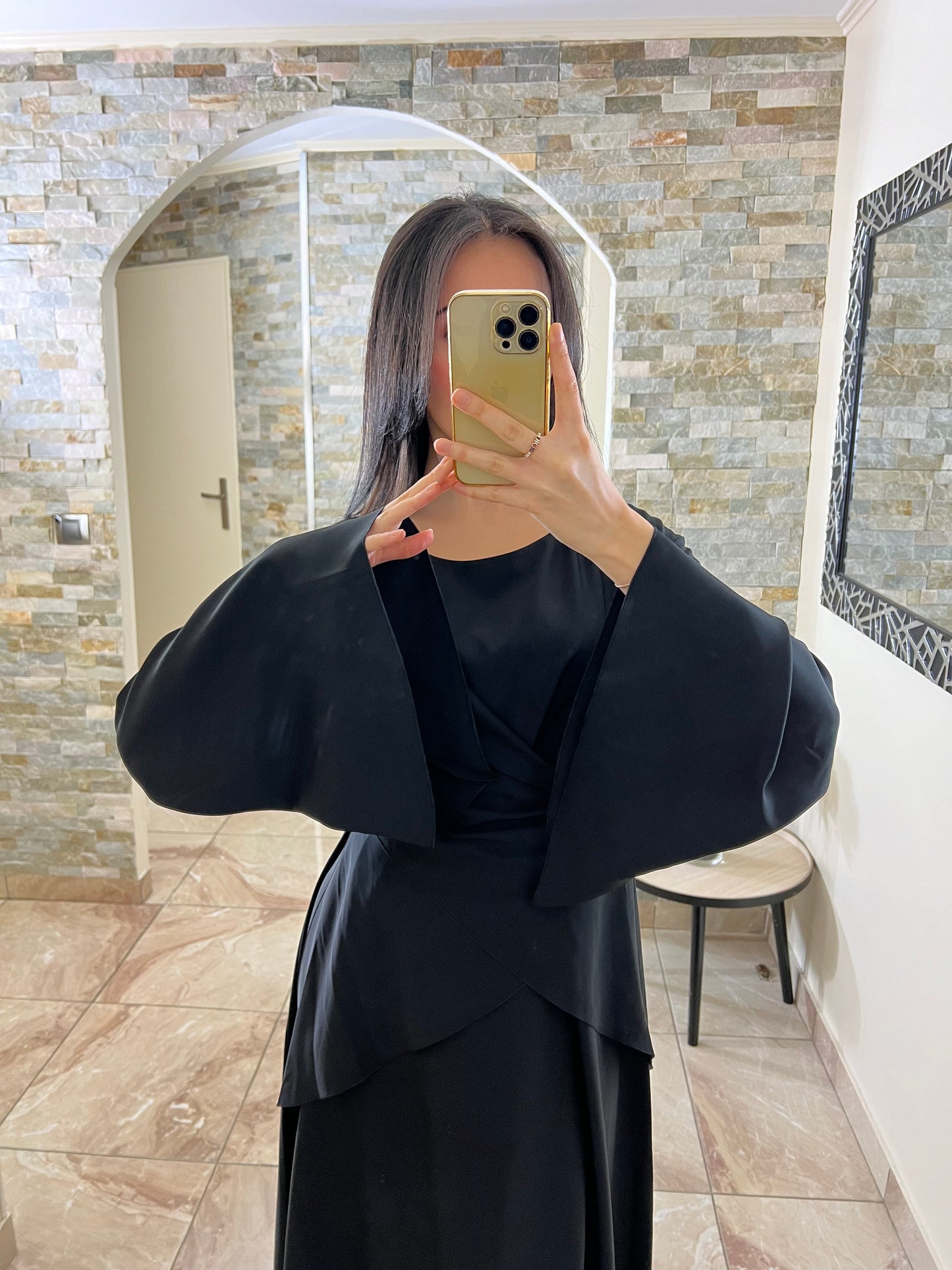 Abaya porte feuille noire