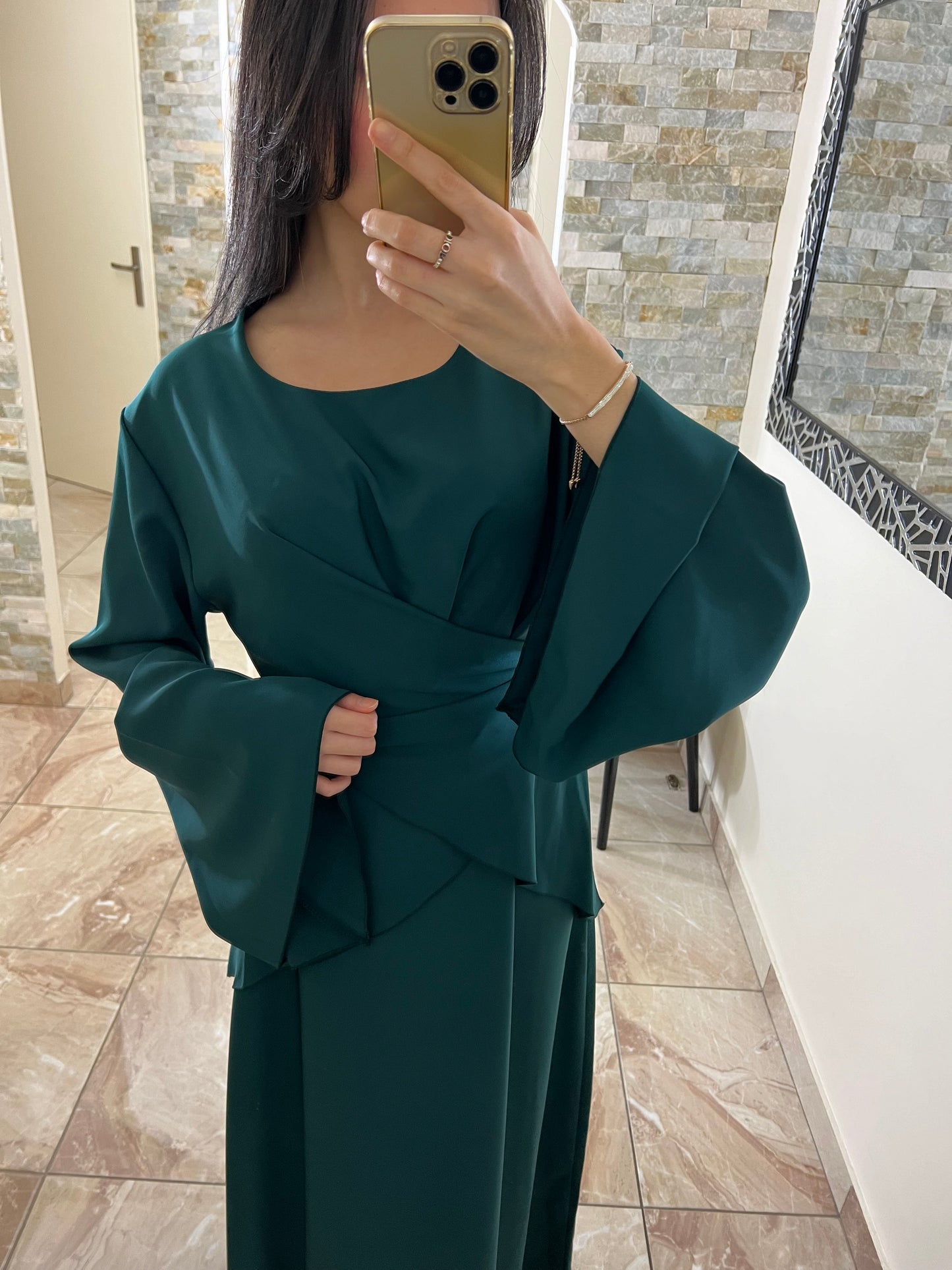 Abaya porte feuille verte empire