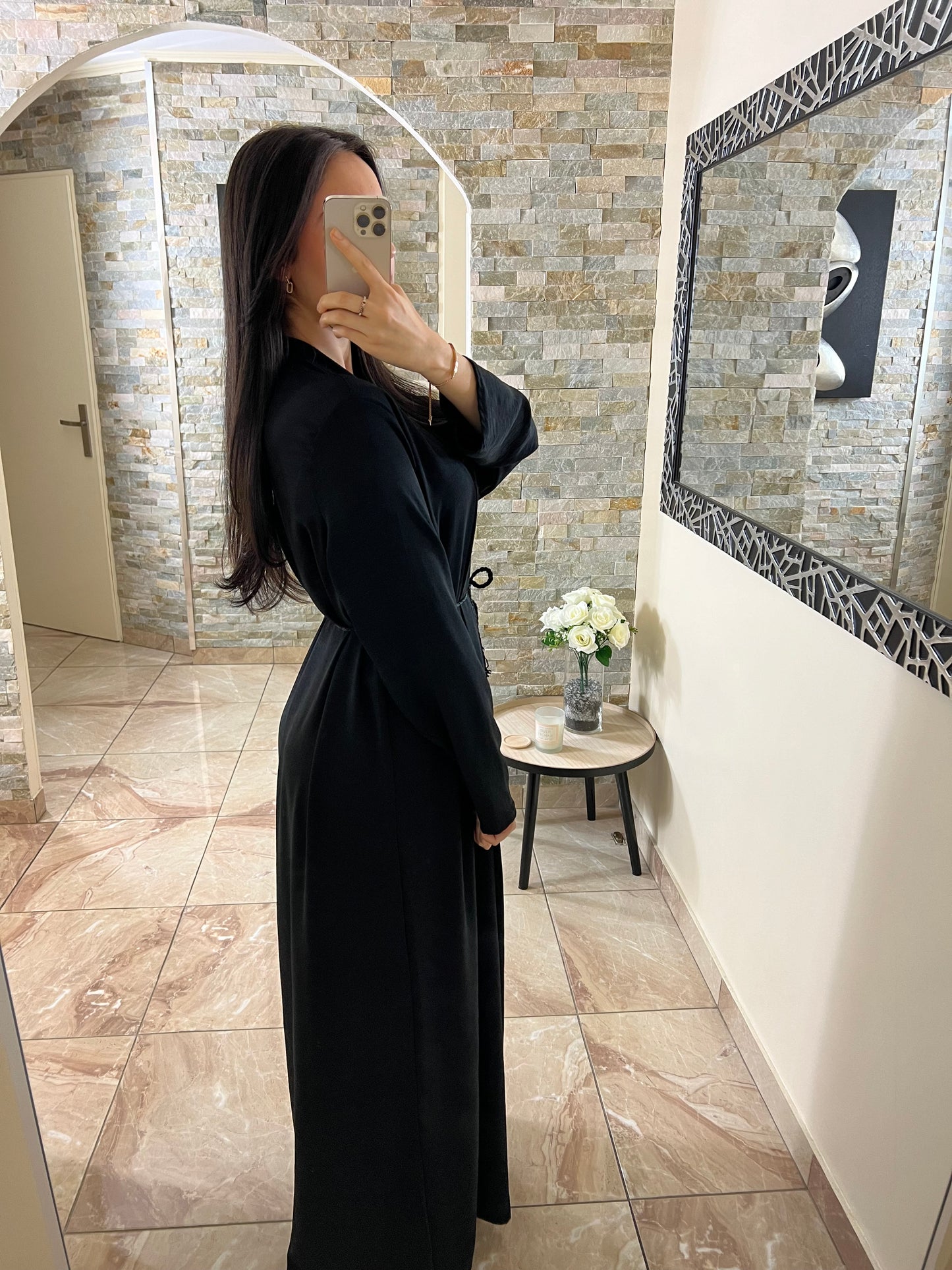 Abaya Aya ceinturée noir