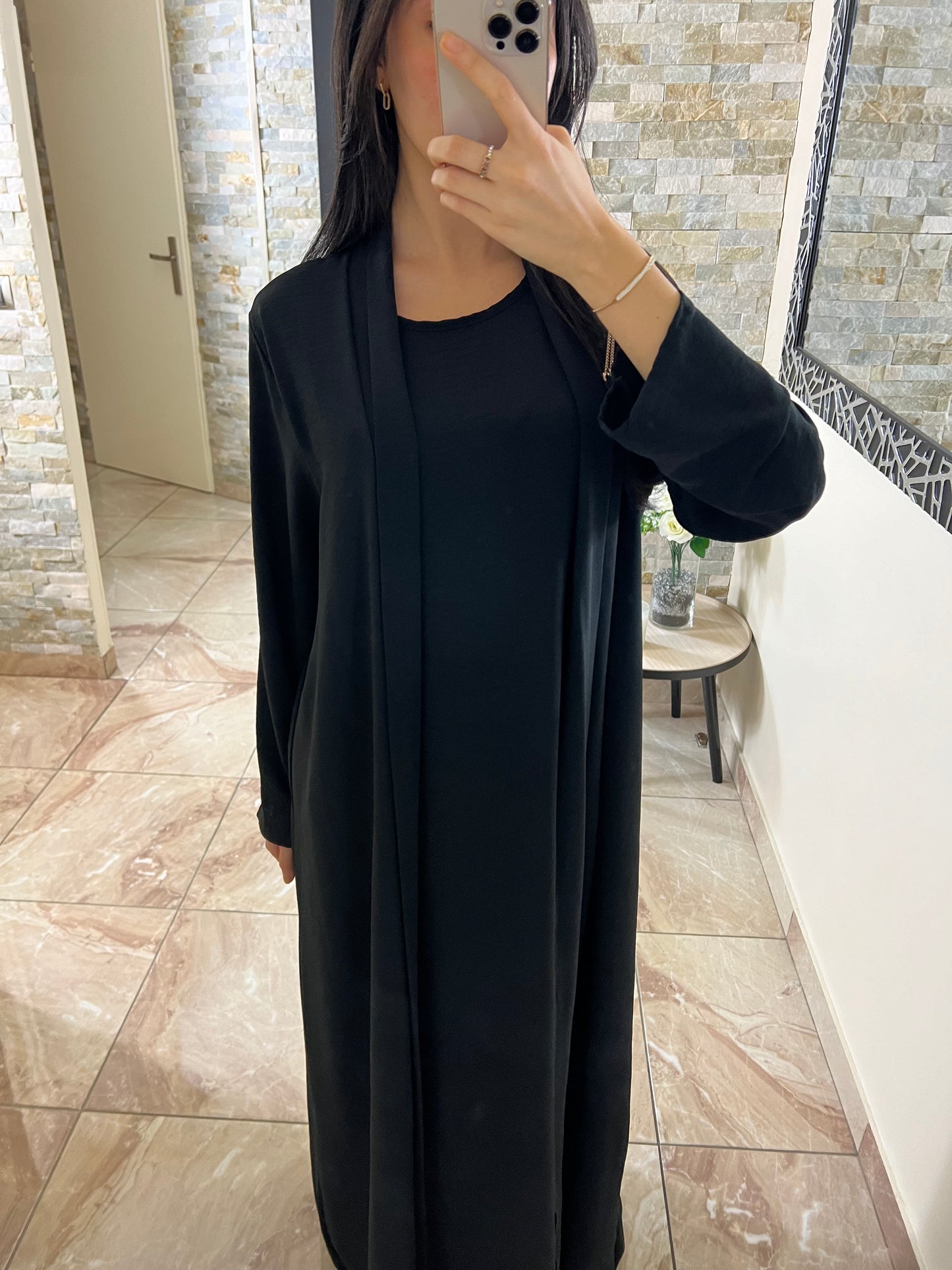 Abaya Aya ceinturée noir