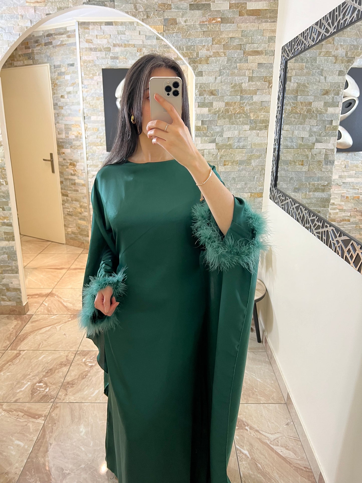 Abaya avec cape verte