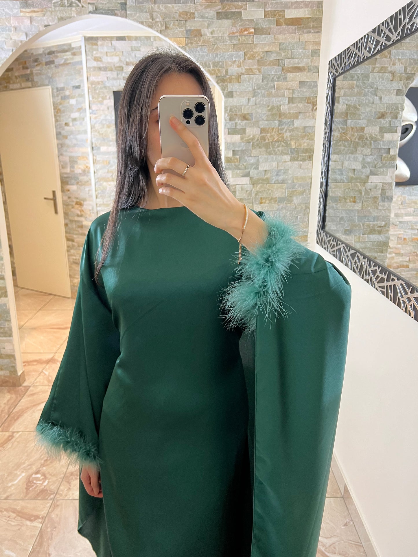 Abaya avec cape verte