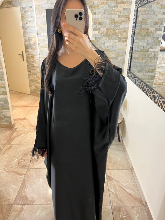 Abaya robe plume noire