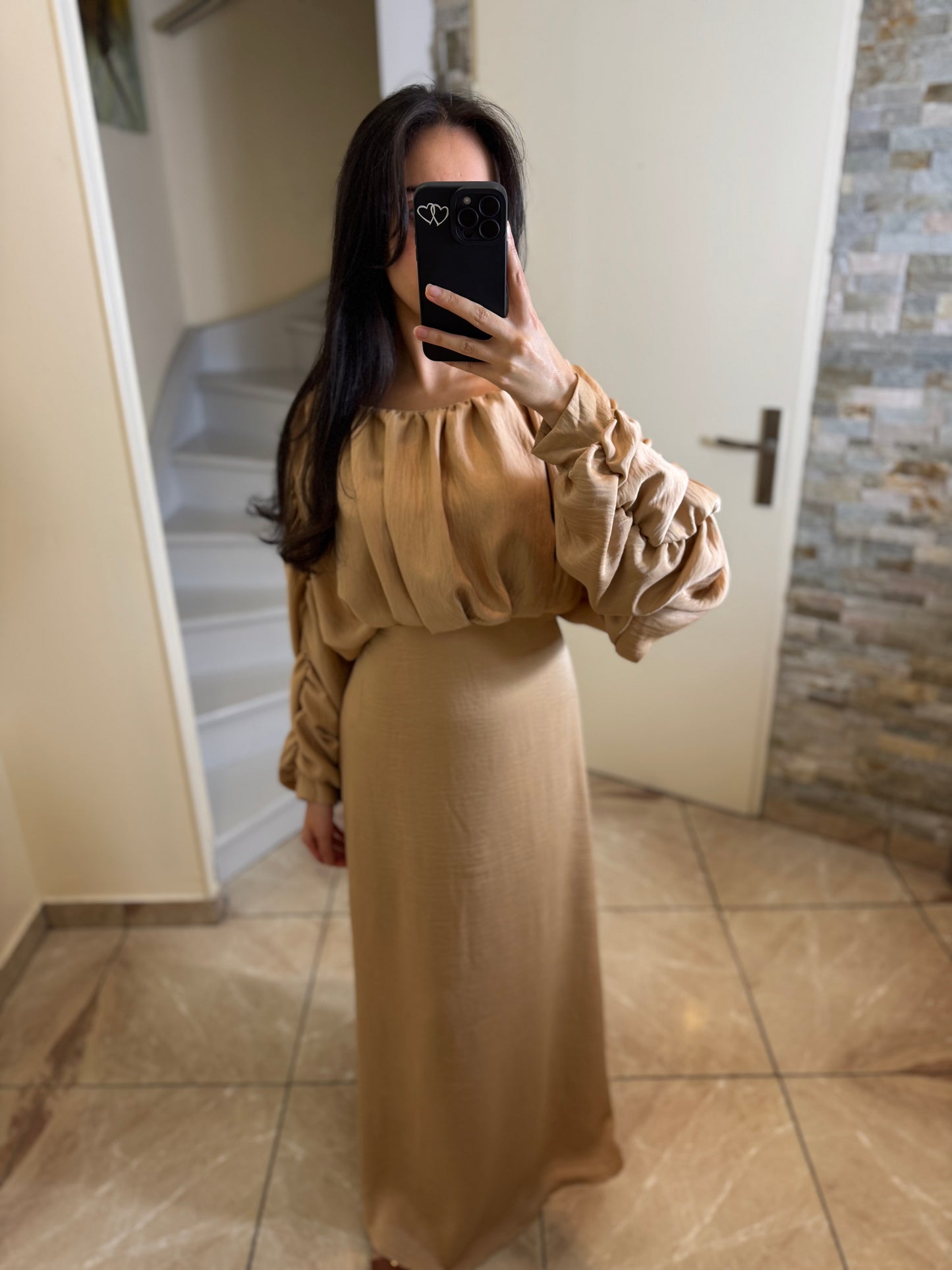 Robe longue camel