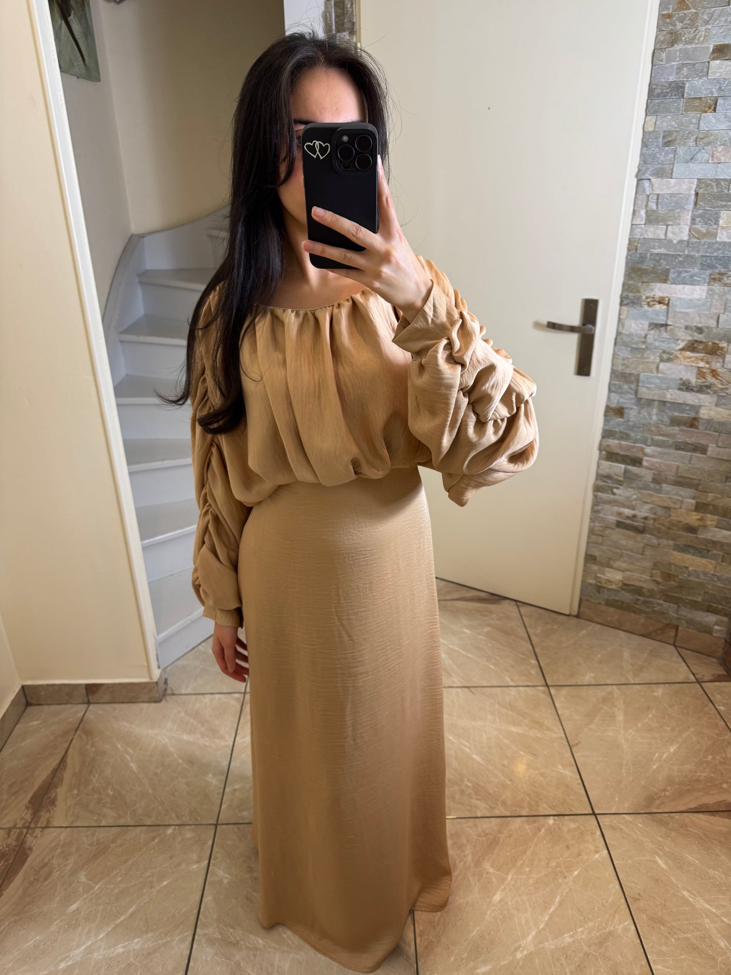 Robe longue camel